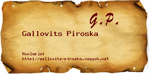 Gallovits Piroska névjegykártya